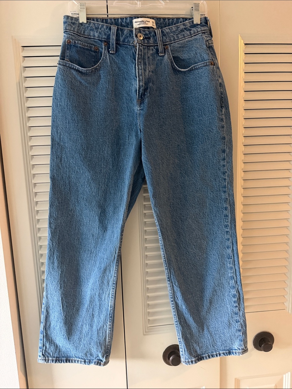 Abercrombie High-Rise Crop Straight Blue Women's Jeans 28 Long Curve Love